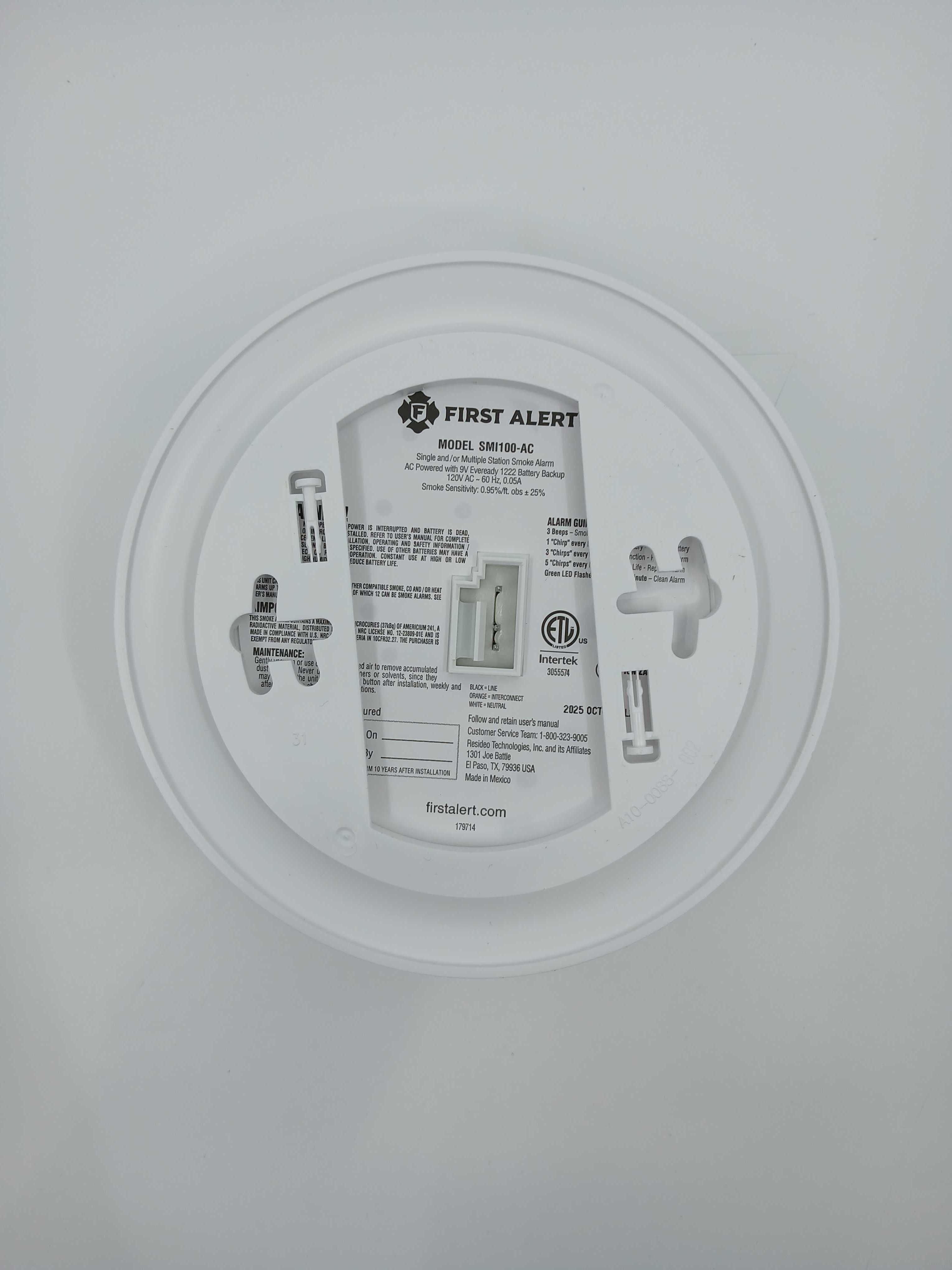 BRK SMI100-AC Interconnect Hardwire Smoke Alarm with Battery Backup (1046836) - The Fire Alarm Supplier