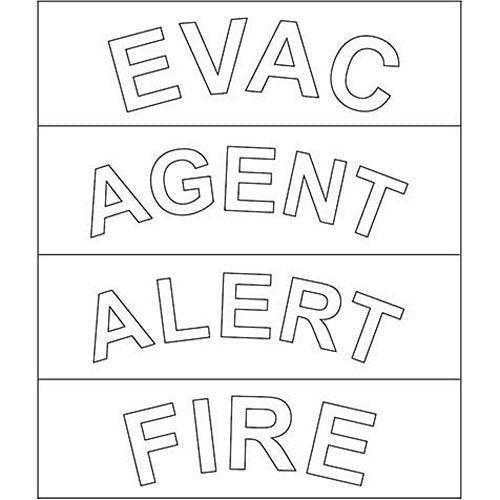 System Sensor SpectrAlert Advance White Decals for fire alarms, close-up of decals on a fire alarm device.