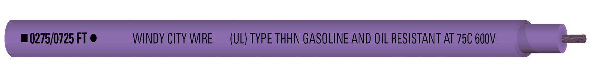 Windy City Wire 31405-SI (031405-SI) 14 AWG 1 Conductor Stranded THHN 600V Wire, Purple Jacket, 1000 ft