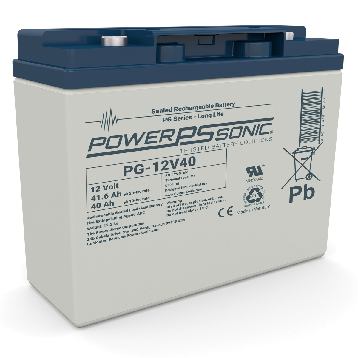 Power Sonic PG-12V40 M6 12V40A, 20hr. rate