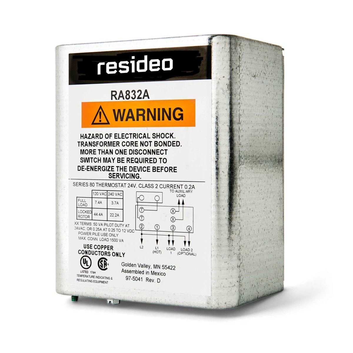 Resideo RA832A1082/U 240V Switching Relay with Internal Transformer, DPST Switching, RA832A1082