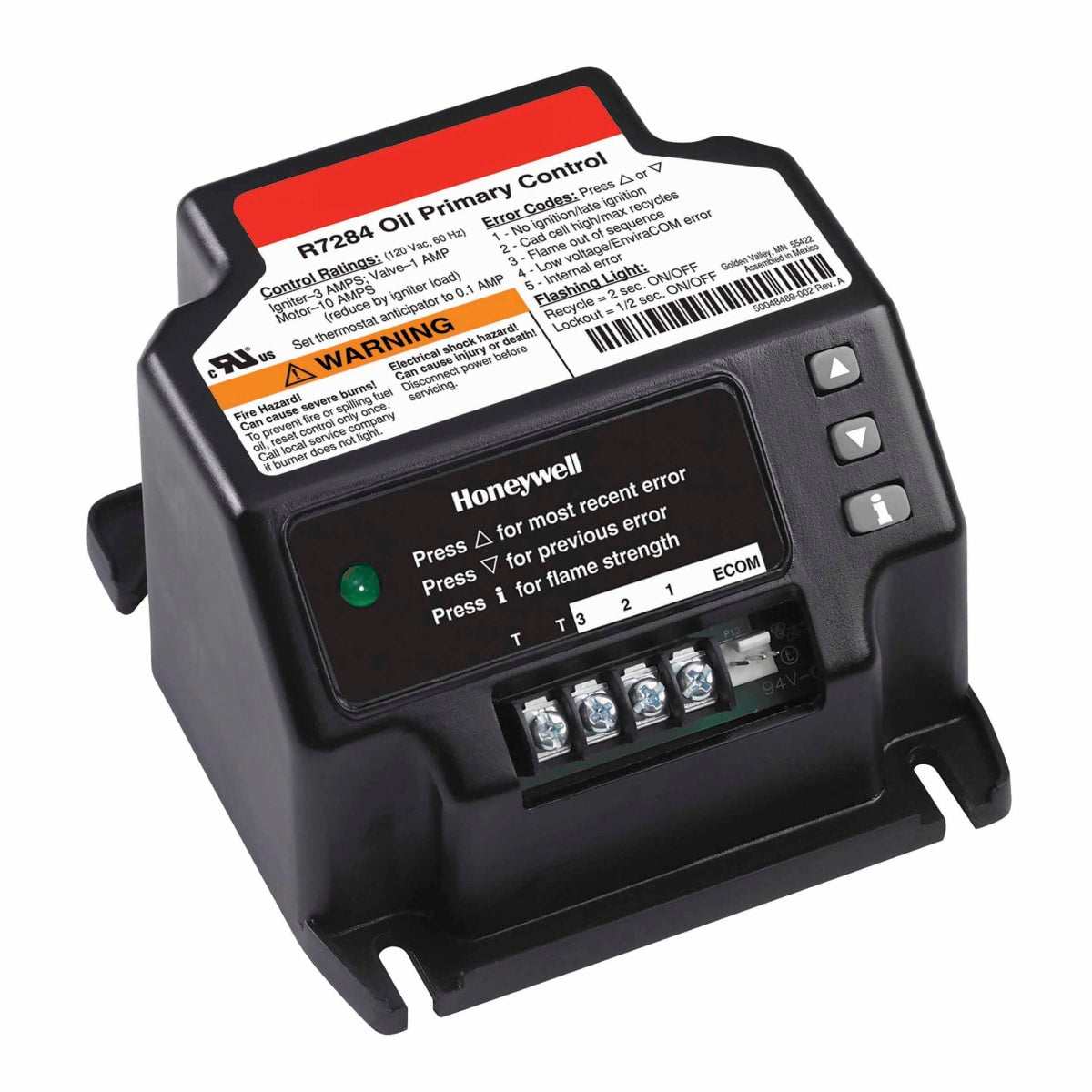 Resideo R7284B1024/U Universal Digital Electronic Oil Primary w/ Status Indicator Light, R7284B1024