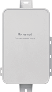 Honeywell Home Prestige 2-Wire IAQ Equipment Interface Module for fire alarm systems, shown in a close-up image.