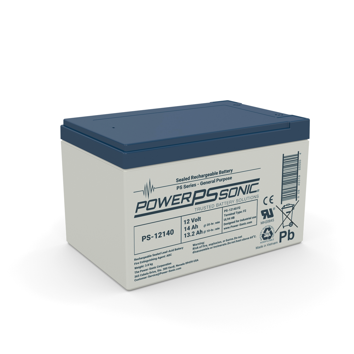 Power-Sonic PS-12140 12V 14Ah F2 SLA AGM Battery