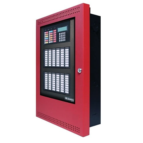 Secutron MR-401RP fire alarm control panel with 3 SLC loop addresses and multi-zone capabilities, shown in the image.