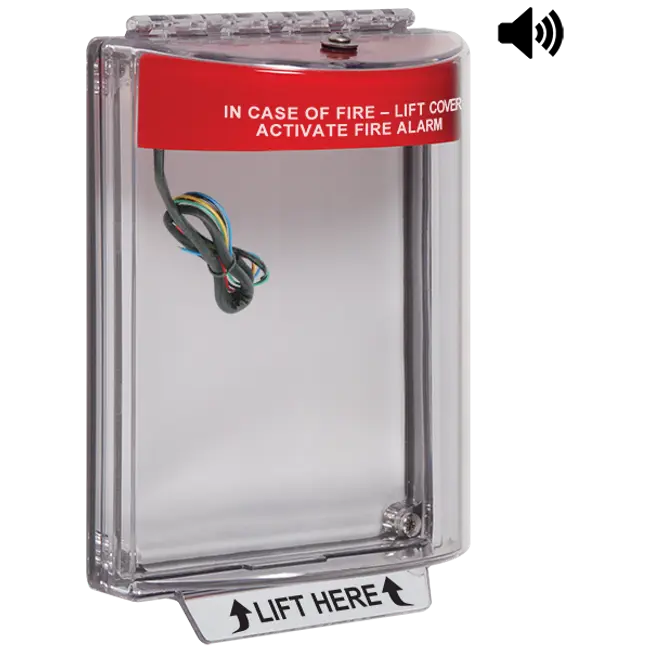 STI-13030FR Universal Stopper with Horn & Relay, Flush, Fire Label
