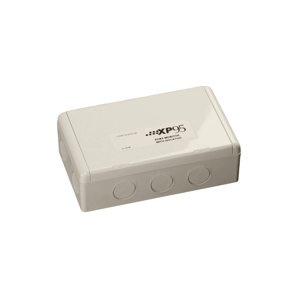 Apollo XP95 Zone Monitor Module for fire alarms, isolating type, used in fire detection systems.
