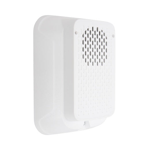 White System Sensor HWL2-LF wall mount sounder with low frequency design, visible mounting bracket and durable enclosure.