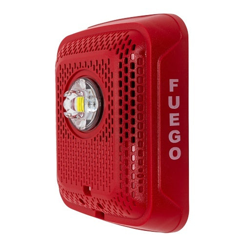 System Sensor SPSRLED-SP L-Series LED Speaker Strobe, "FUEGO" Text - The Fire Alarm Supplier