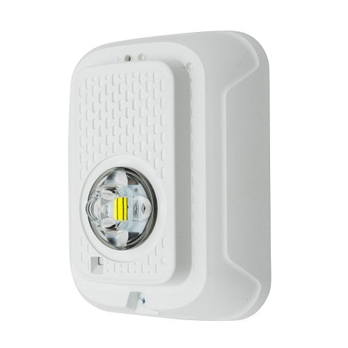 White System Sensor SWLED-P 2-wire wall-mount strobe with LED indicator, designed for fire alarm systems.