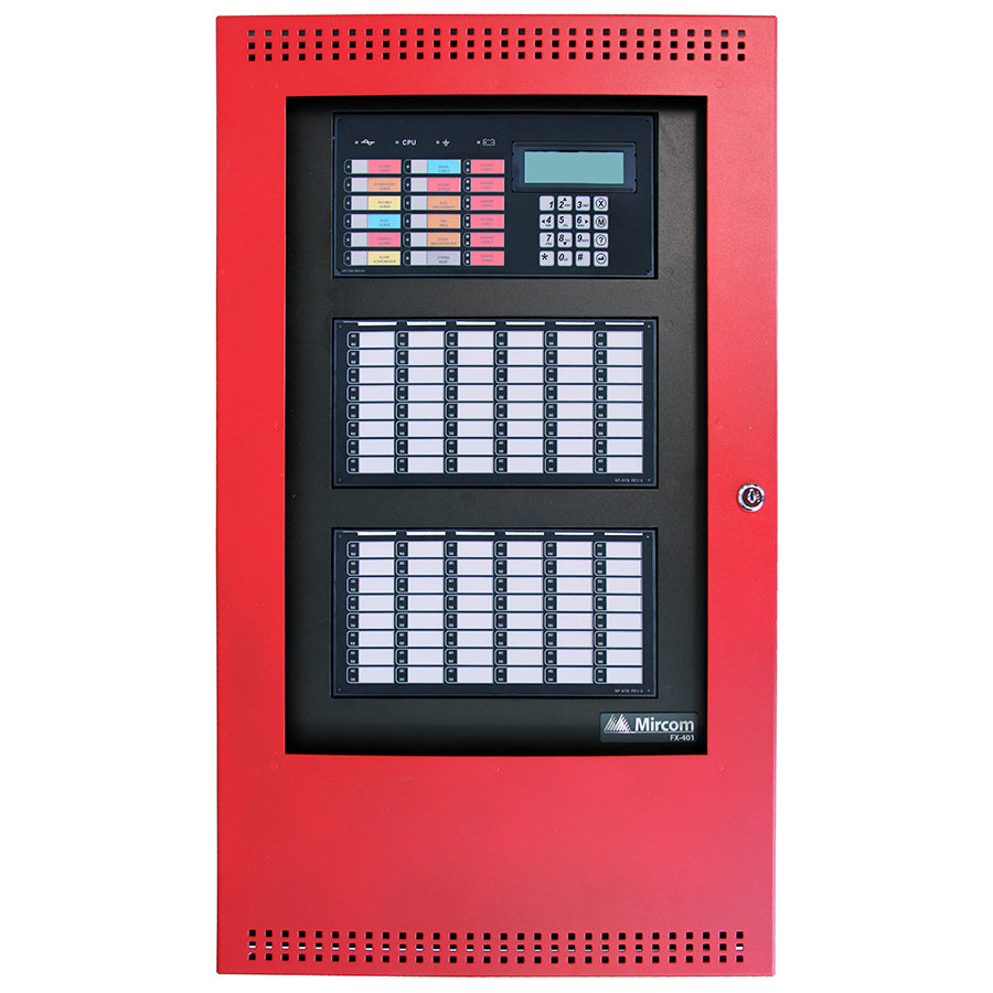 Mircom FX-401R Intelligent Fire Alarm Control Unit with 1 Intelligent Loop MGC Devices 4000 Series, Expandable to 3 SLCs with ALC480, LCD, 4 NAC