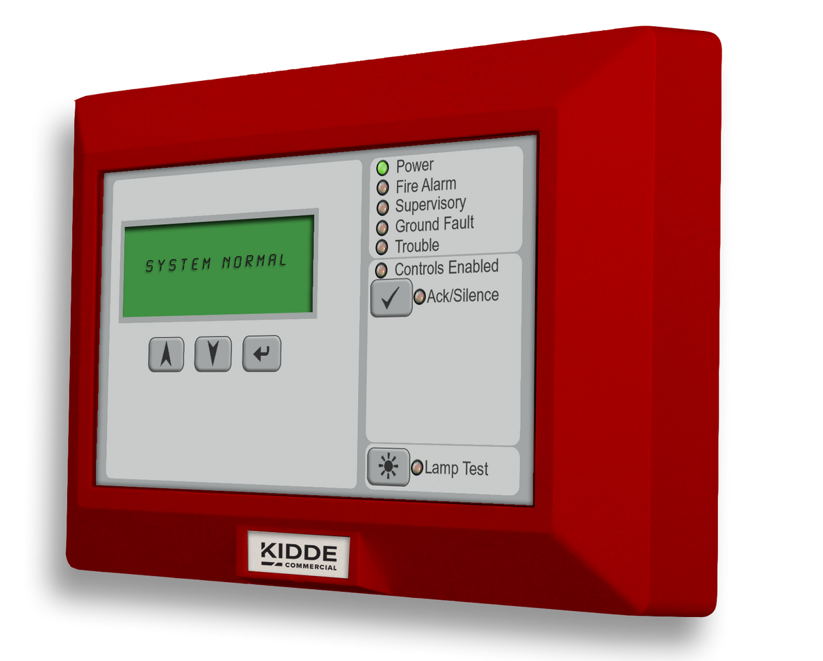 Edwards K-RLCD-R-2 Remote Annunciator Compatible with EVOLVE-ML Series, LCD, No Common Controls, Red, English, Kidde Commercial