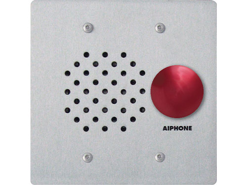 Aiphone LE-SSR 2-Gang Door Station with Red Mushroom Button, Vandal and Weather Resistant Stainless Steel