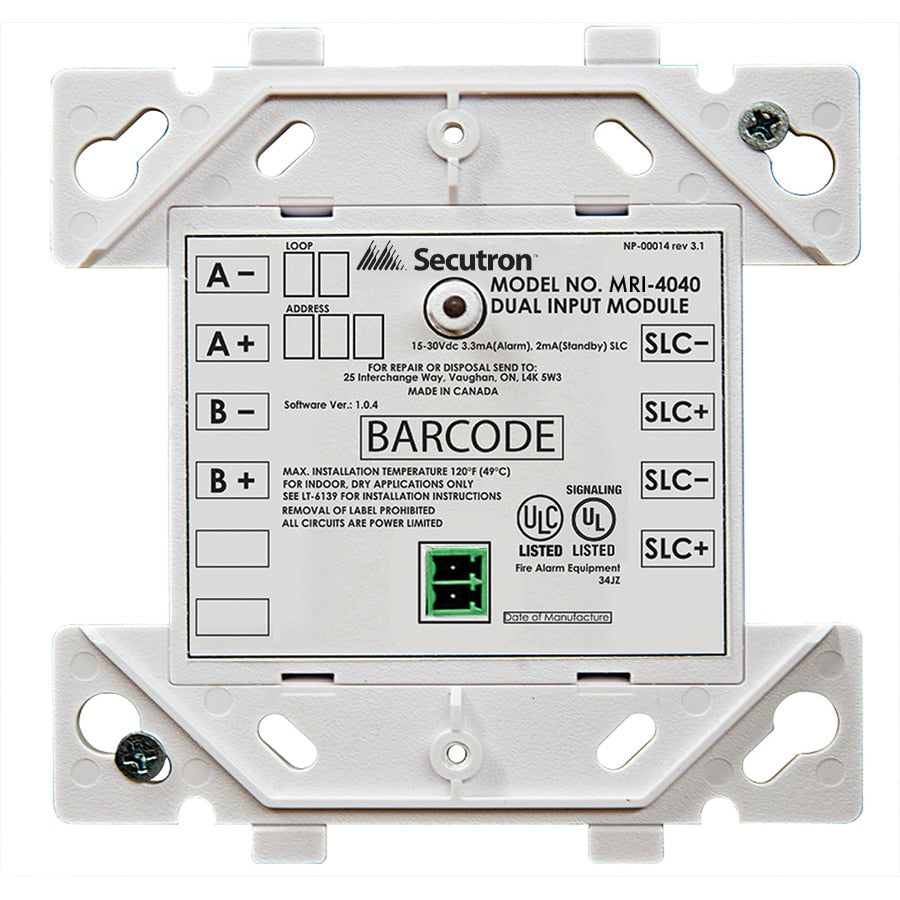 Secutron MRI-4040 Dual Input Module - The Fire Alarm Supplier