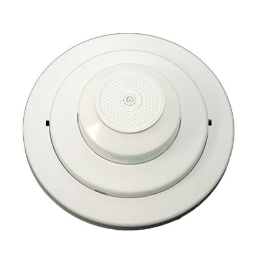 Potter CR-165W Indoor Fixed ROR Heat Detector showing a white sensor with mounting bracket for fire safety.