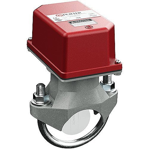 Potter VSR-3 3-inch water flow indicator for fire alarm systems, showing the device mounted on a pipe with control components.