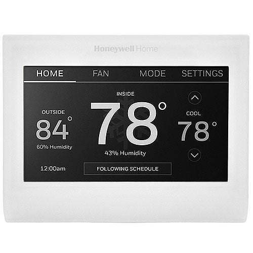 Honeywell Home Wi-Fi 9000 Color Touchscreen Thermostat showing digital display and user interface