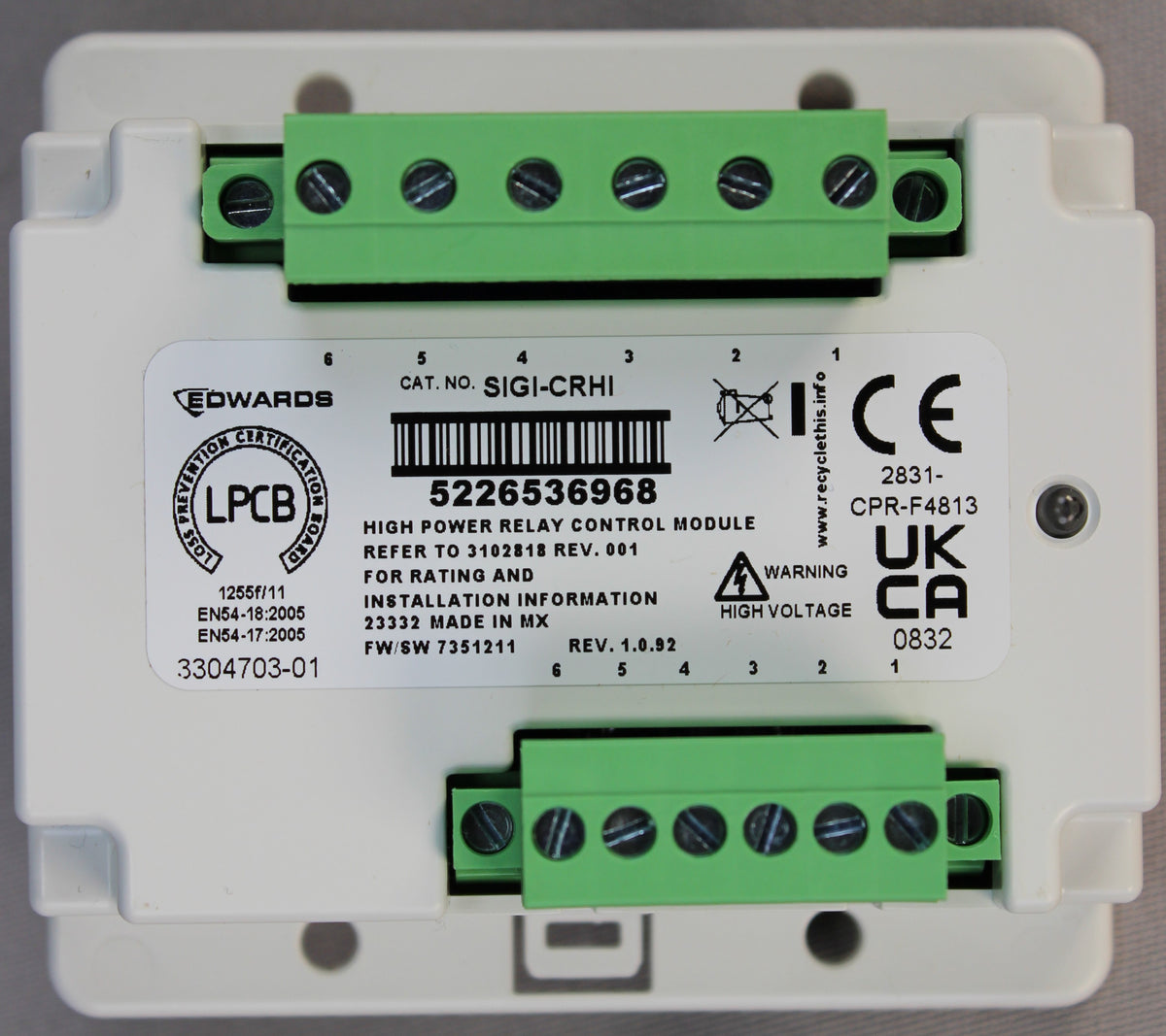 Edwards SIGI-CRHI MOD, Control Relay, ISO, HP, Intl