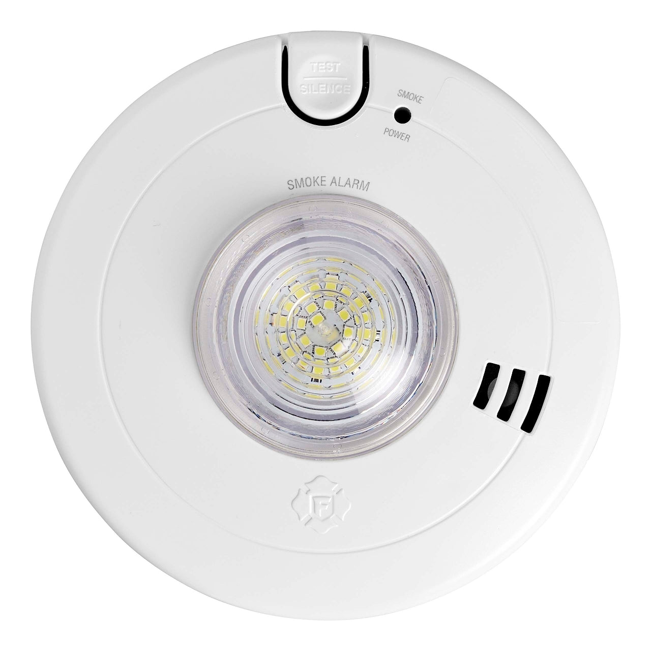 BRK SM110LED-AC hardwired smoke alarm with LED strobe light, mounted on ceiling with wiring visible