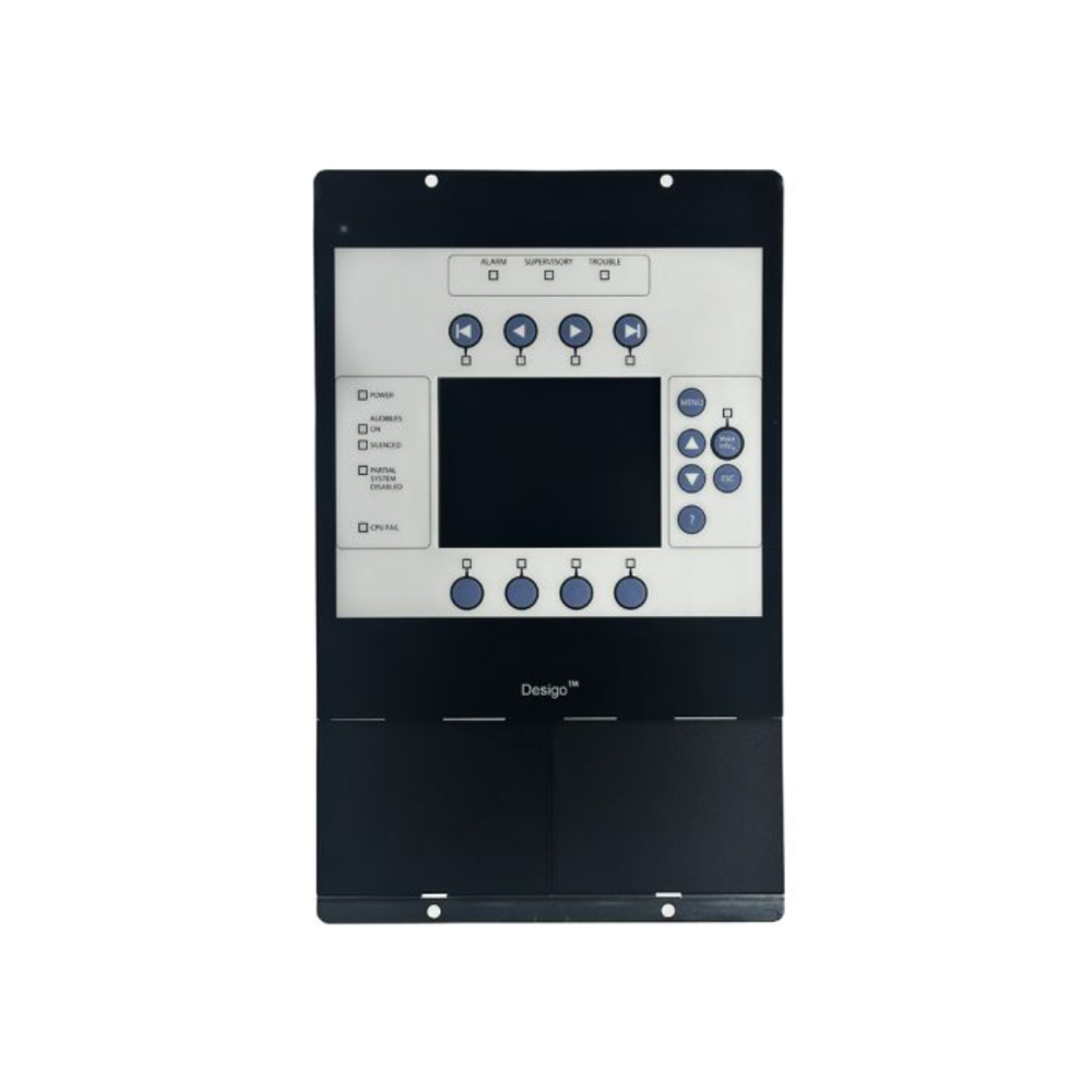 Siemens Desigo FCM2041-U2 modular fire alarm operator interface panel with display and control buttons.
