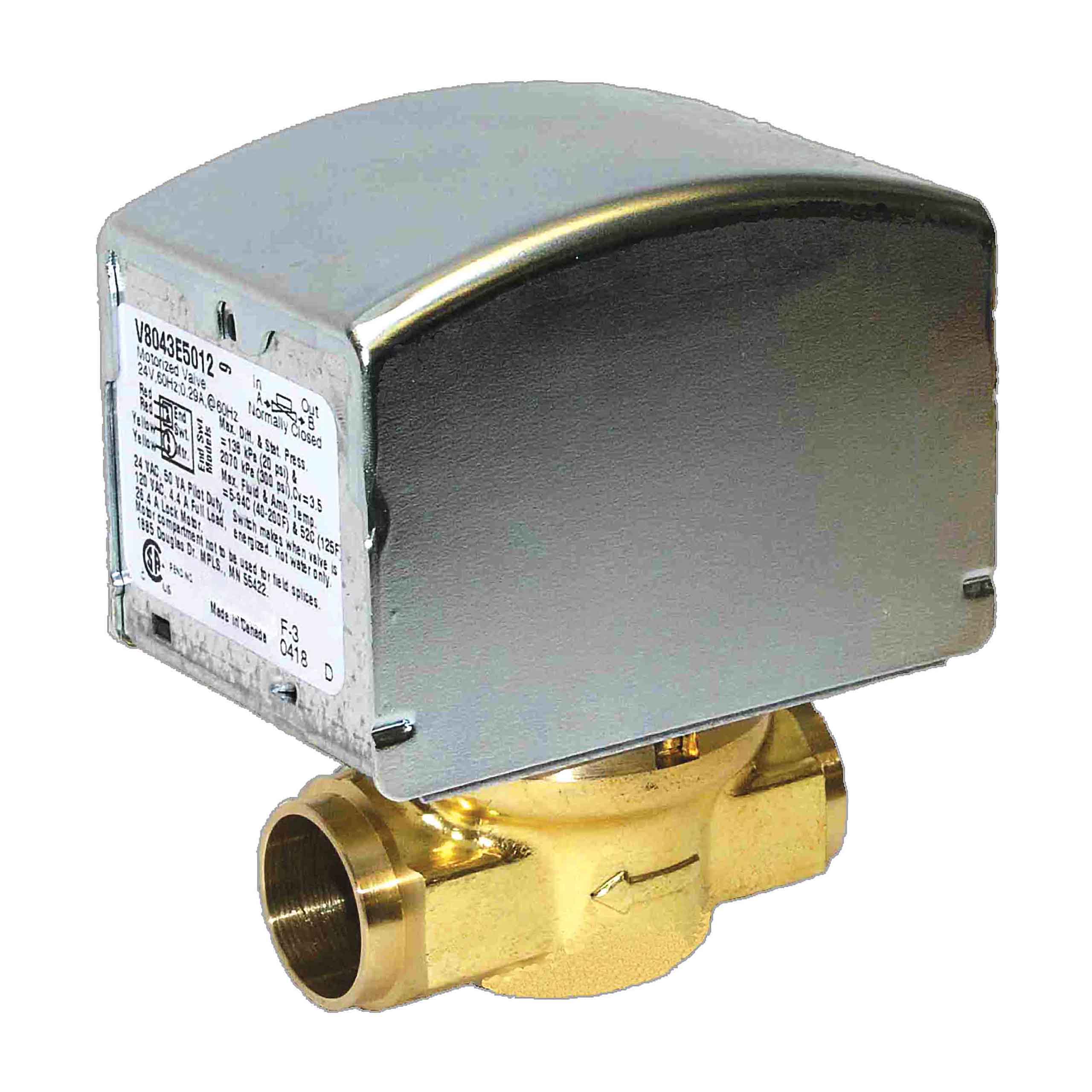 Resideo V8043F5093/U 3/4" Sweat Connection Zone Valve, normally closed, w/ screw terminal block connection, 3.5 Cv, 300 psi s