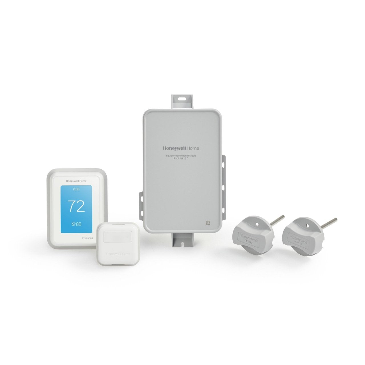 Honeywell Home T10+ Pro Smart Thermostat with EIM display showing temperature controls and connectivity features.