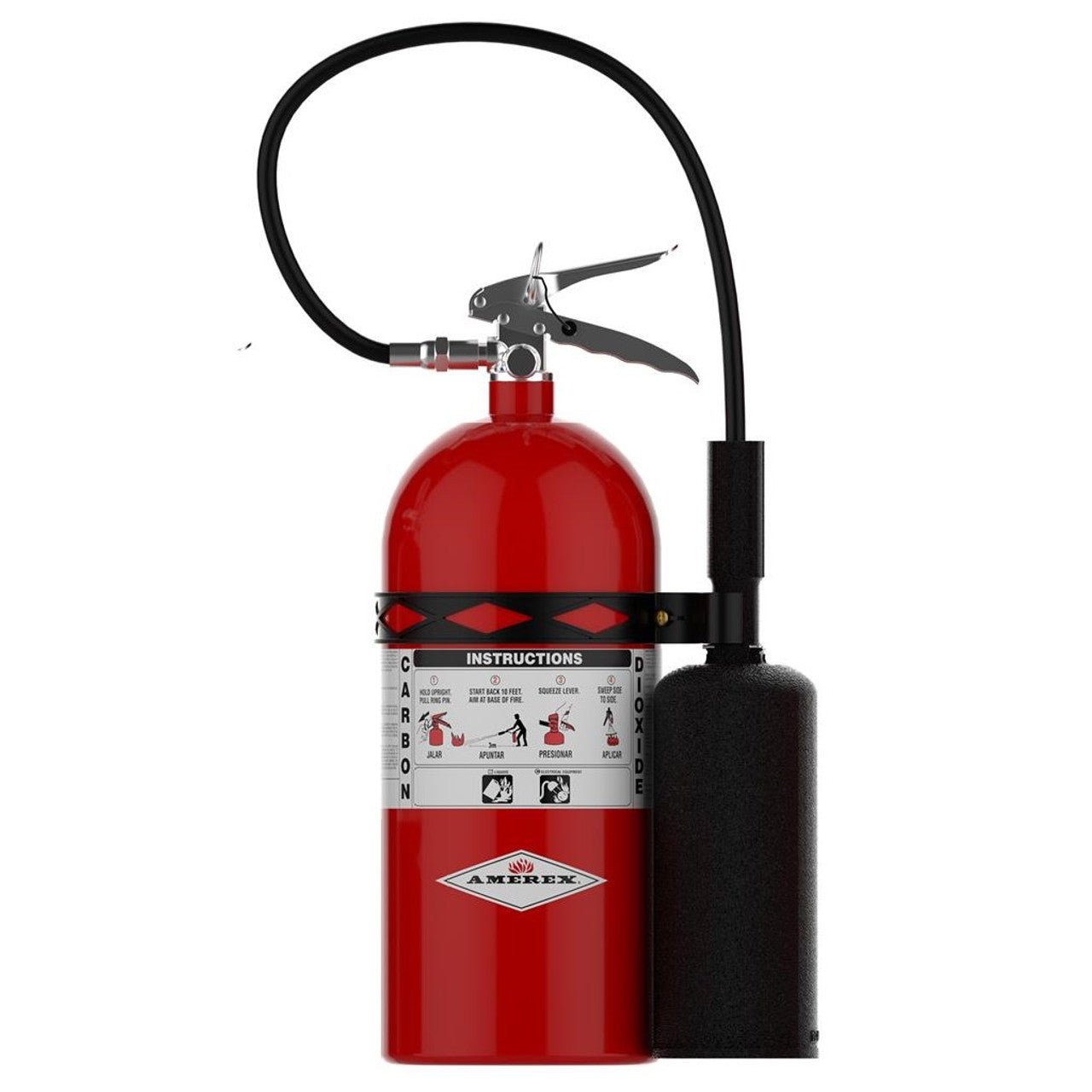 Amerex 330 Fire Extinguisher, CO2, 10lb, 10BC, With Wall Bracket - The Fire Alarm Supplier