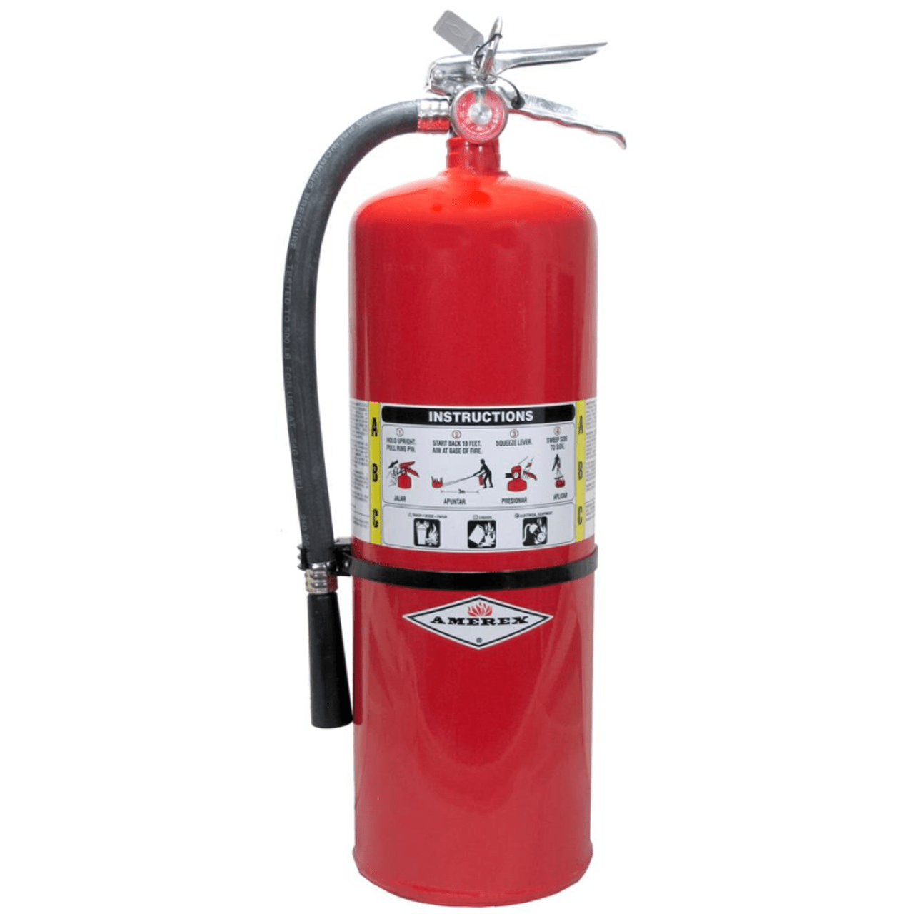 Amerex 423 Fire Extinguisher With Brass Valve, ABC, 20lb, 10A120BC With Wall Bracket - The Fire Alarm Supplier