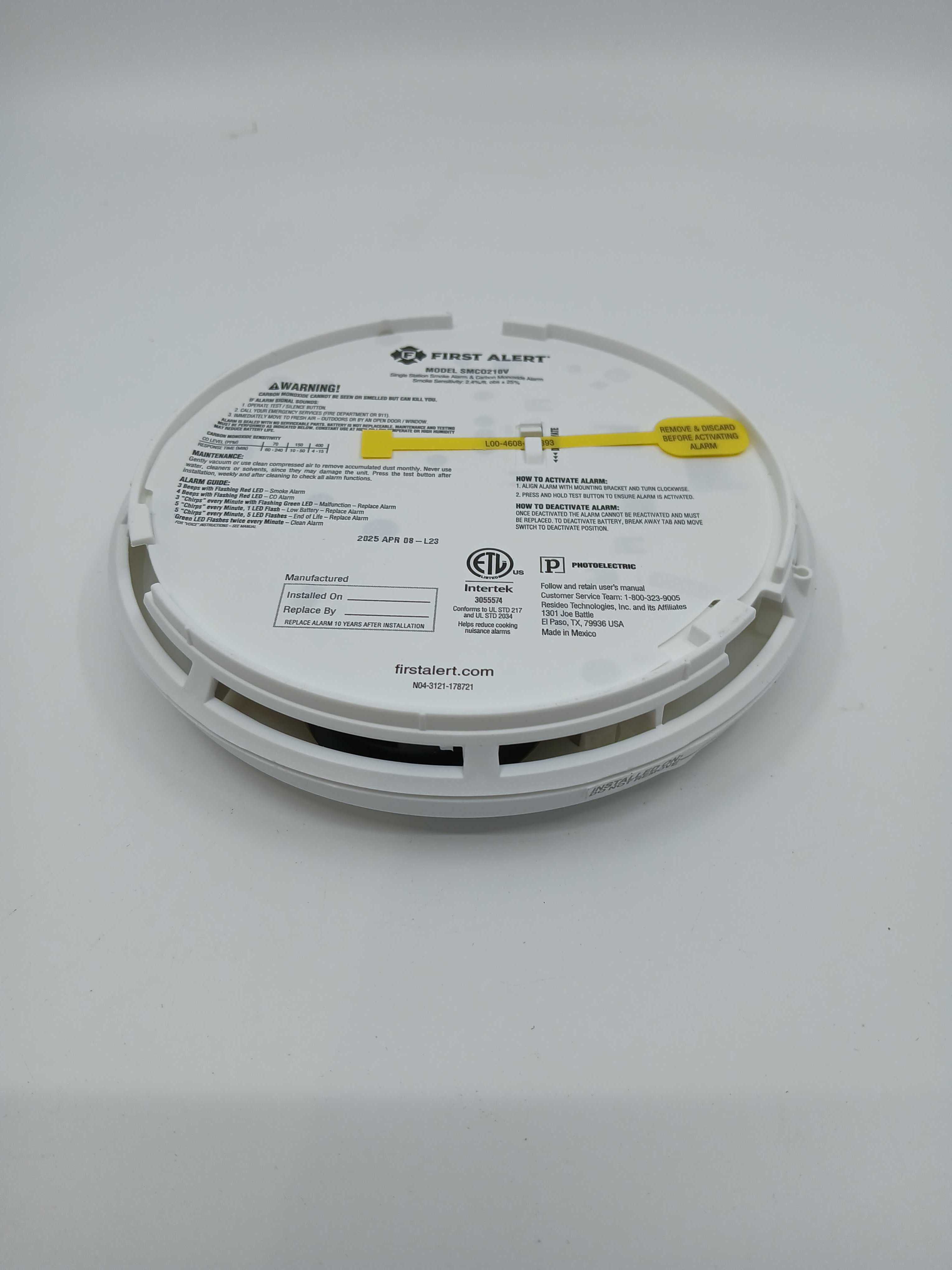 BRK SMCO210V 10-year sealed battery combo smoke alarm with digital display and test button for home safety.