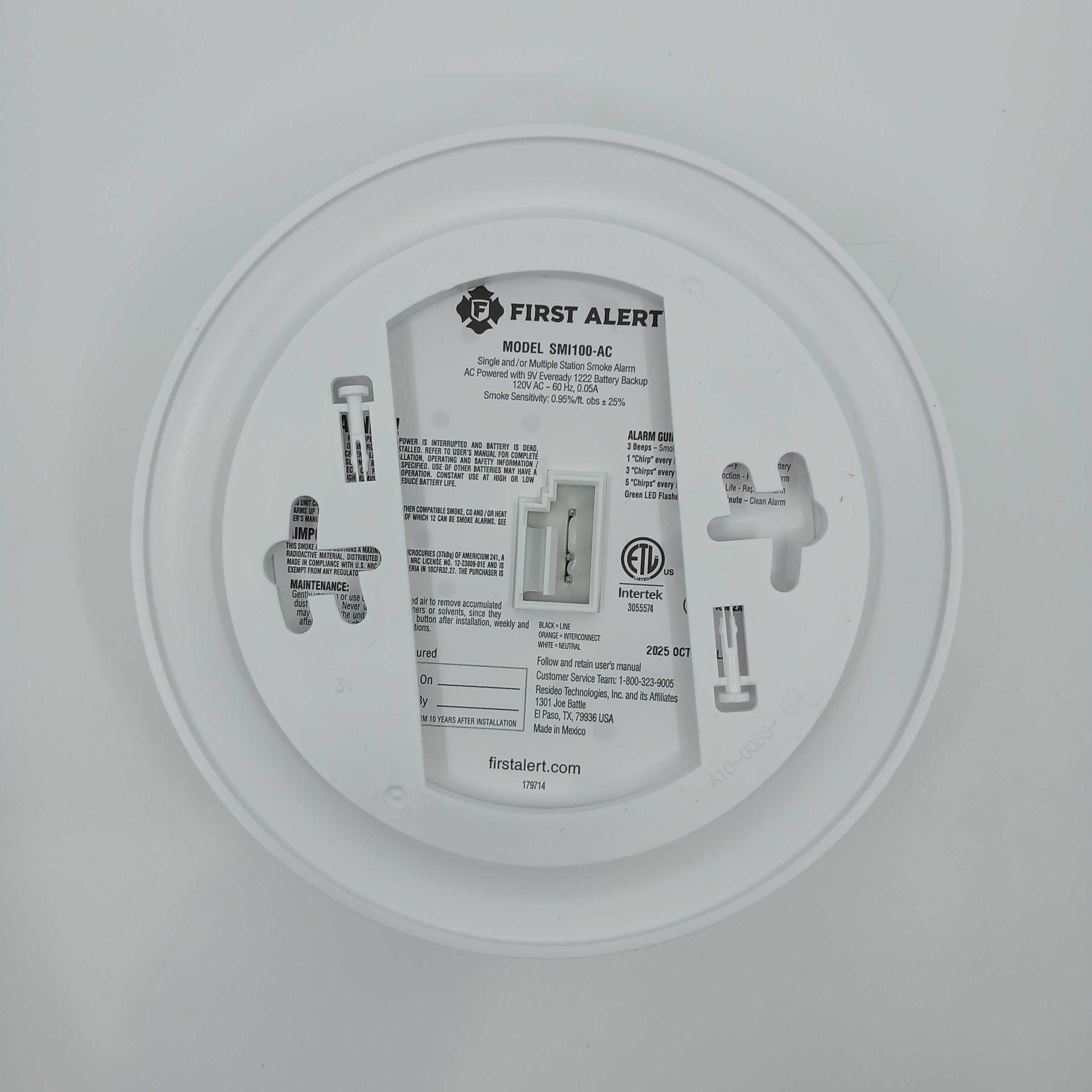 BRK SMI100-AC Interconnect Hardwire Smoke Alarm with Battery Backup (1046836) - The Fire Alarm Supplier
