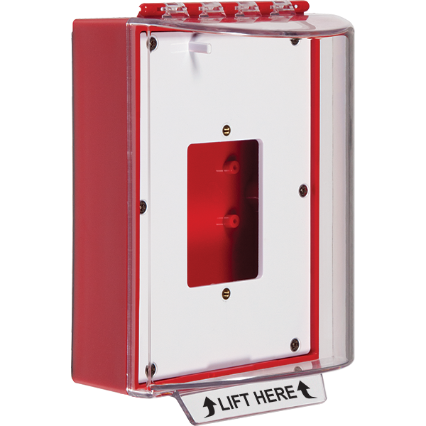 STI STI-13500NR Universal Stopper Dome Cover, Enclosed Back Box and Opened Mounting Plate, Red