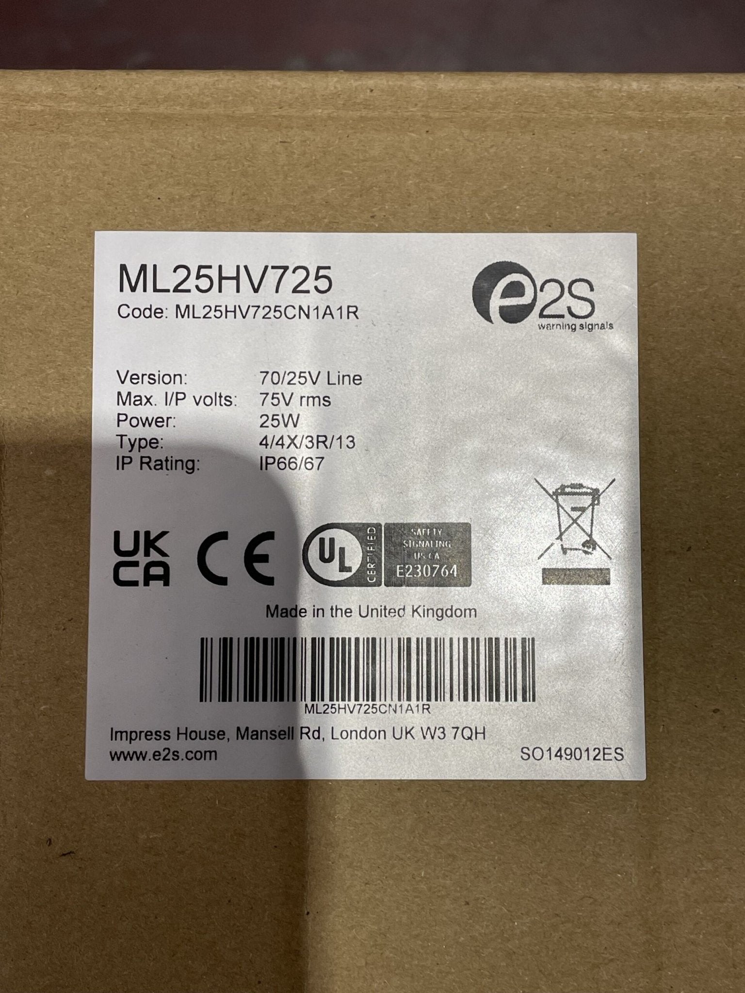 E2S by The Signal Source ML25HV725CN1A1R - The Fire Alarm Supplier
