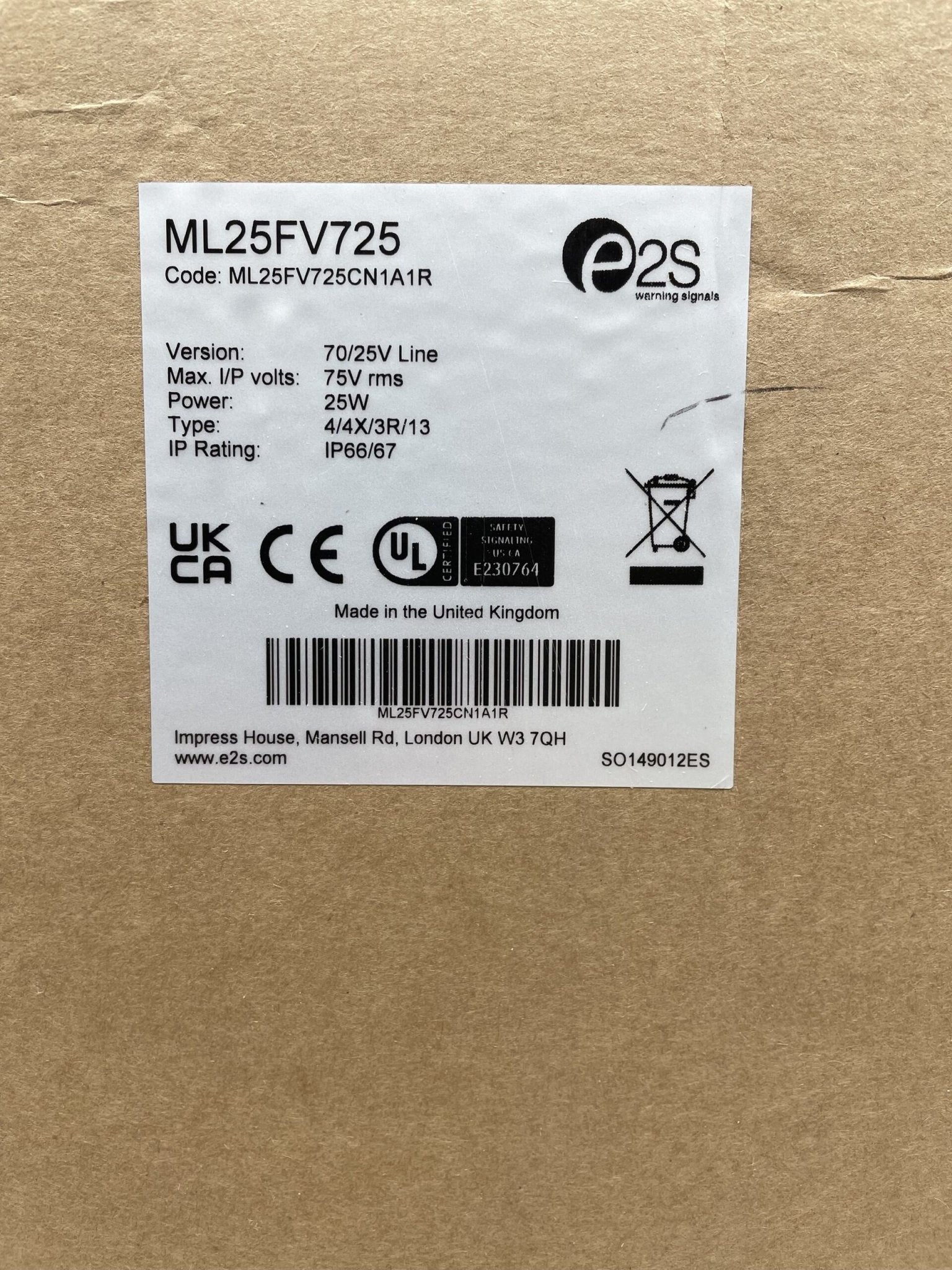 E2S by The Signal Source ML25FV725CN1A1R - The Fire Alarm Supplier