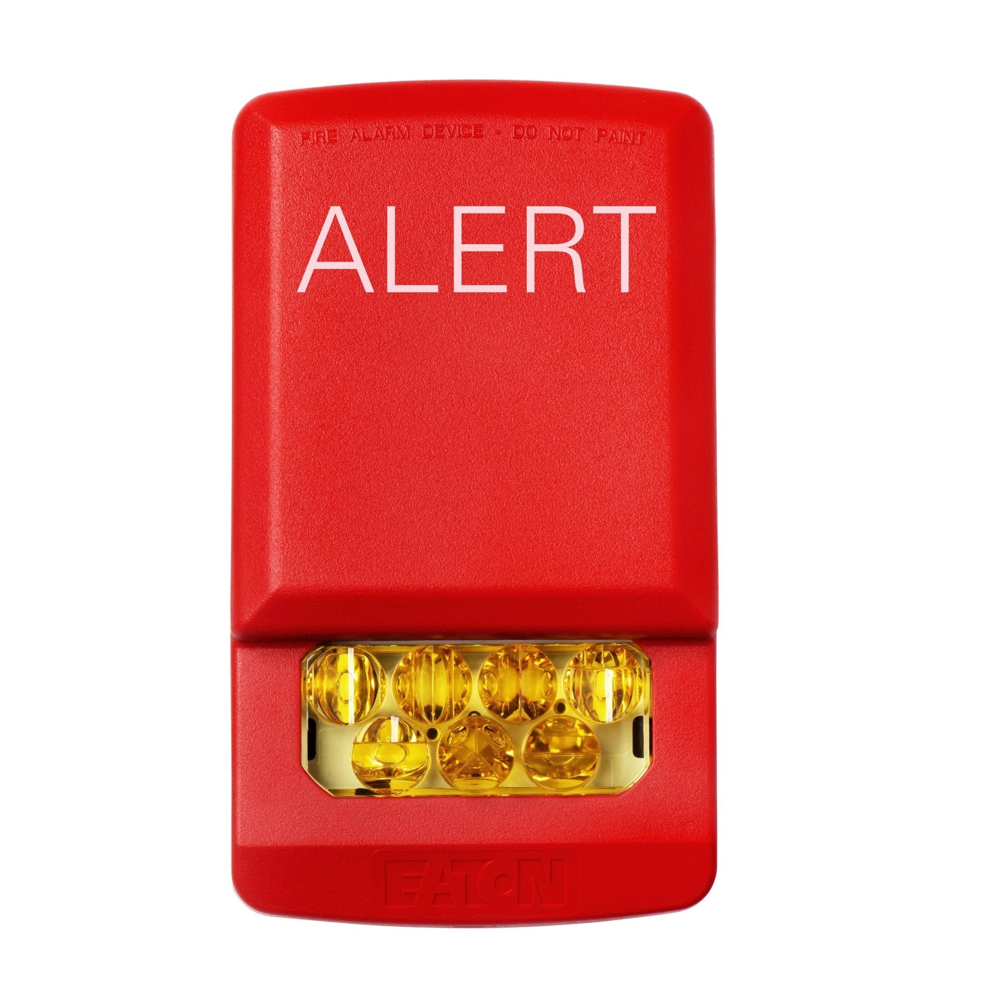 Eaton Wheelock Eluxa Strobe LED with amber lens, used as a warning or signaling light for safety and emergency applications.