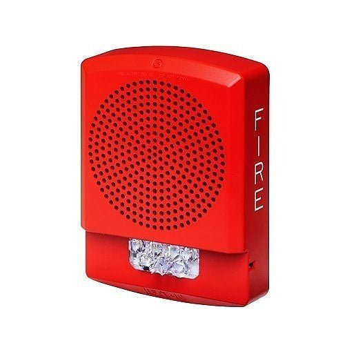 Eaton Wheelock Eluxa Chime Strobe light with white housing and clear lens, designed for visual alert signaling.