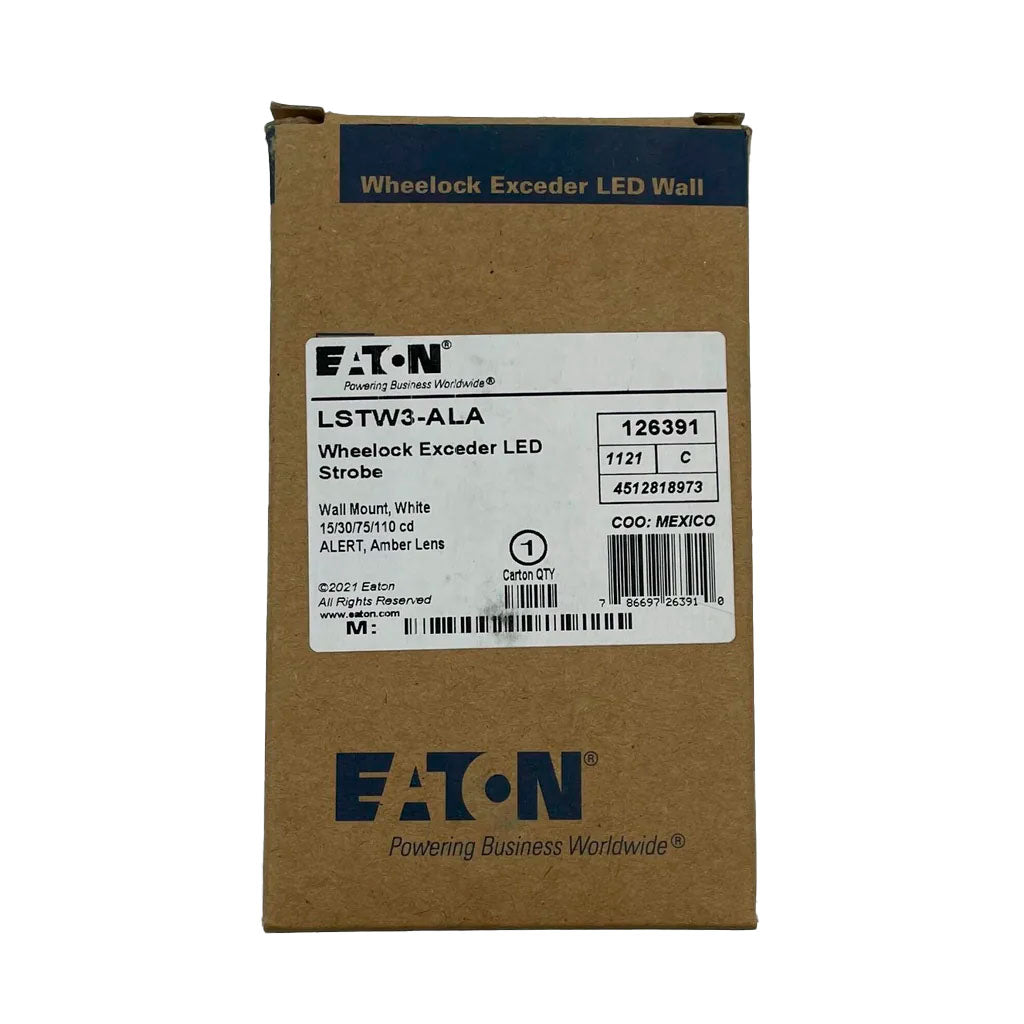 Eaton Wheelock LSTW3-ALA Exceder LED3 Strobe light with red lens and mounting base, used for emergency signaling and alert systems