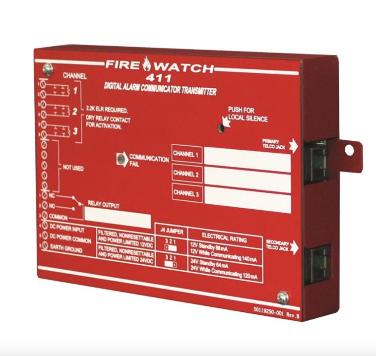 Fire-Lite 411UDAC A Versatile Standalone Fire Alarm Communicator with 4 Channels, Dual Line, 1 Amp NAC Power, Integral Battery Charger