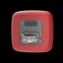 Gentex GHSPR horn strobe with red LED light, selectable candela, plain design, used for fire alarm and emergency signaling.