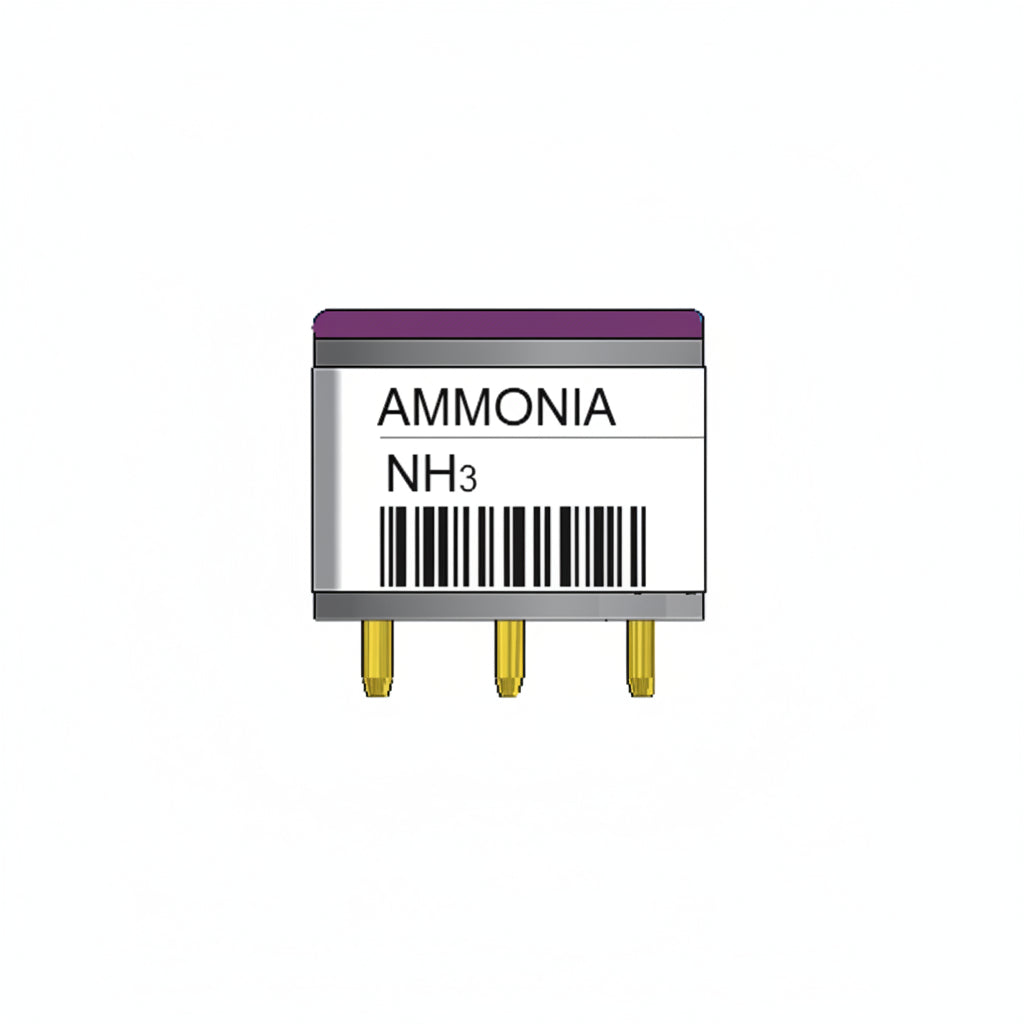 Macurco replaceable ammonia sensor designed for air quality monitoring, shown with sensor and connection components.