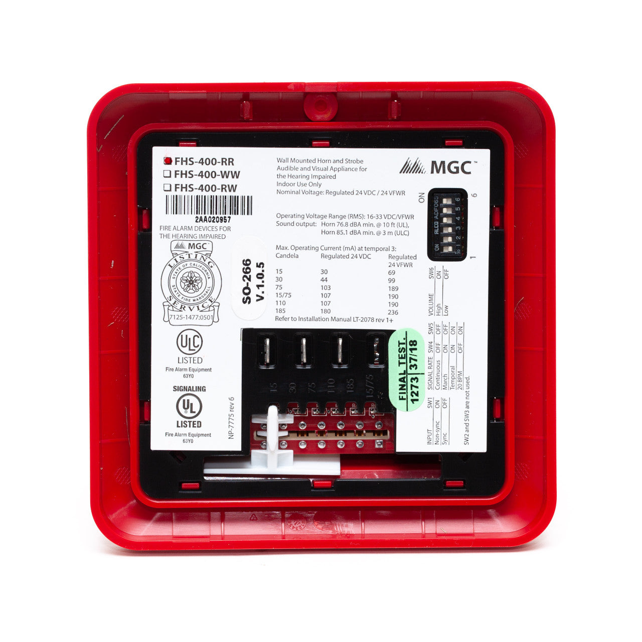 Mircom FHS-400-RR Wall Mount Horn Strobe - The Fire Alarm Supplier