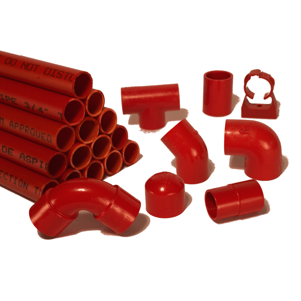 ModuLaser RP5240 Air Sampling Kit for fire alarms, with sampling tubes and detection components, used for fire safety inspections.