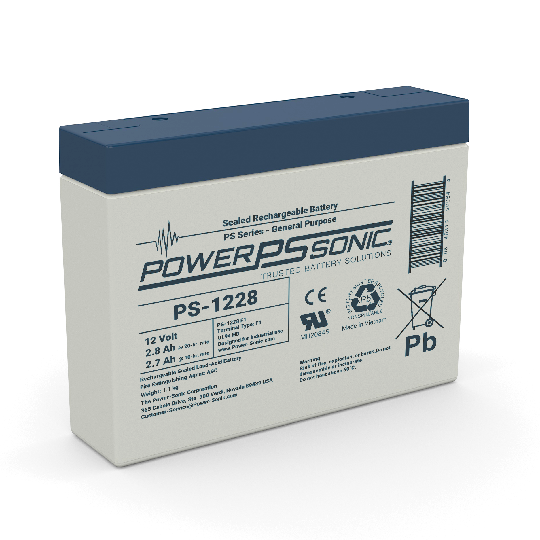 Power Sonic PS-1228 F1 12V 2.8AH F1 - The Fire Alarm Supplier