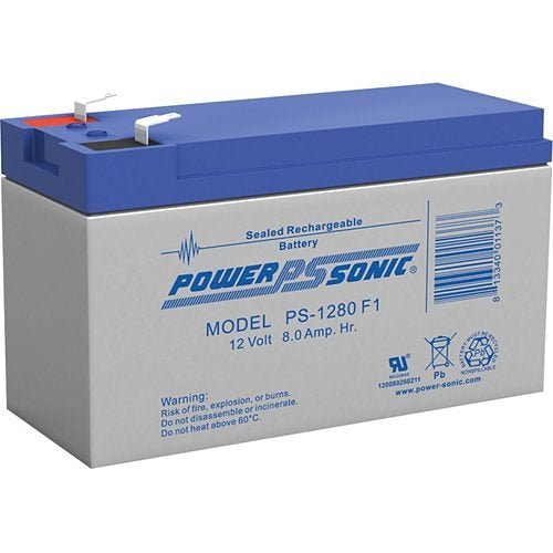 Power Sonic PS - 1280 PS Series 12V, 8Ah SLA Battery, F1 Terminals - The Fire Alarm Supplier