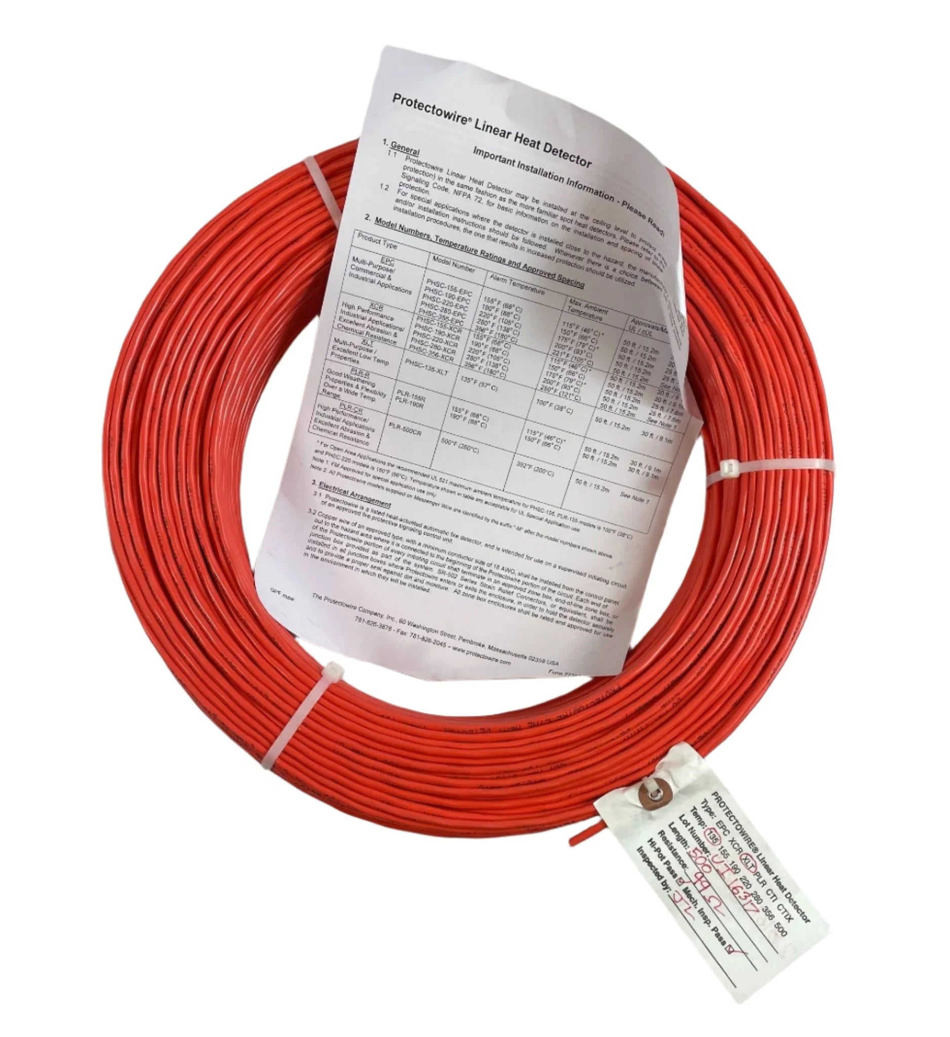 Protectowire PHSC-135-XLT-M Msg. Wire Linear Heat Detection (500 Feets)