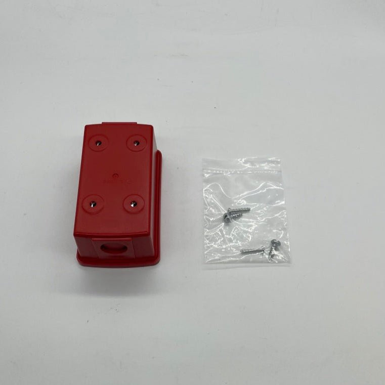 Red Siemens SL2SBB-R wall back box for electrical installations, with sturdy wall mounting and durable construction.