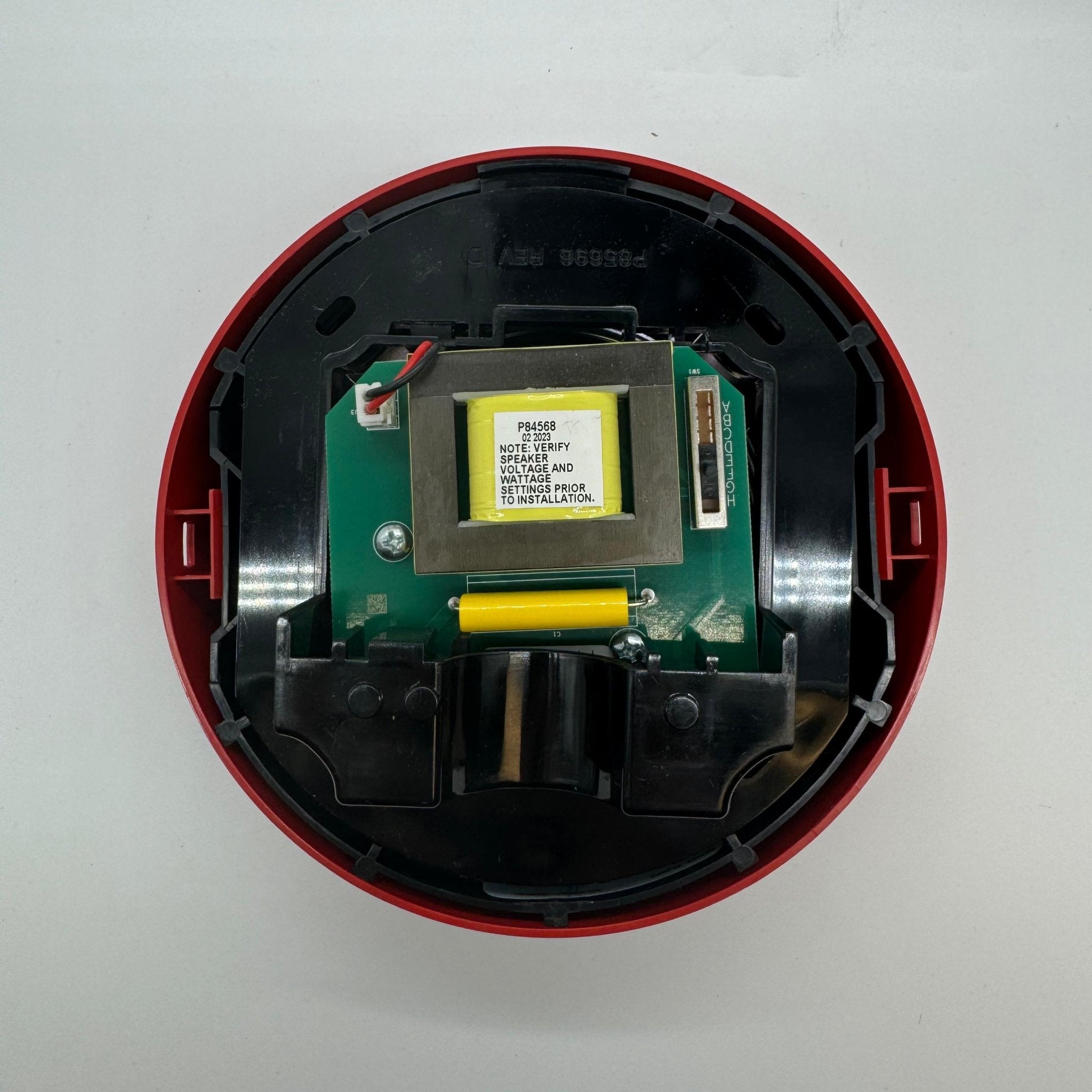Ceiling speaker from Siemens SL2SPCR-F series, black round audio speaker for home or commercial ceiling installation.