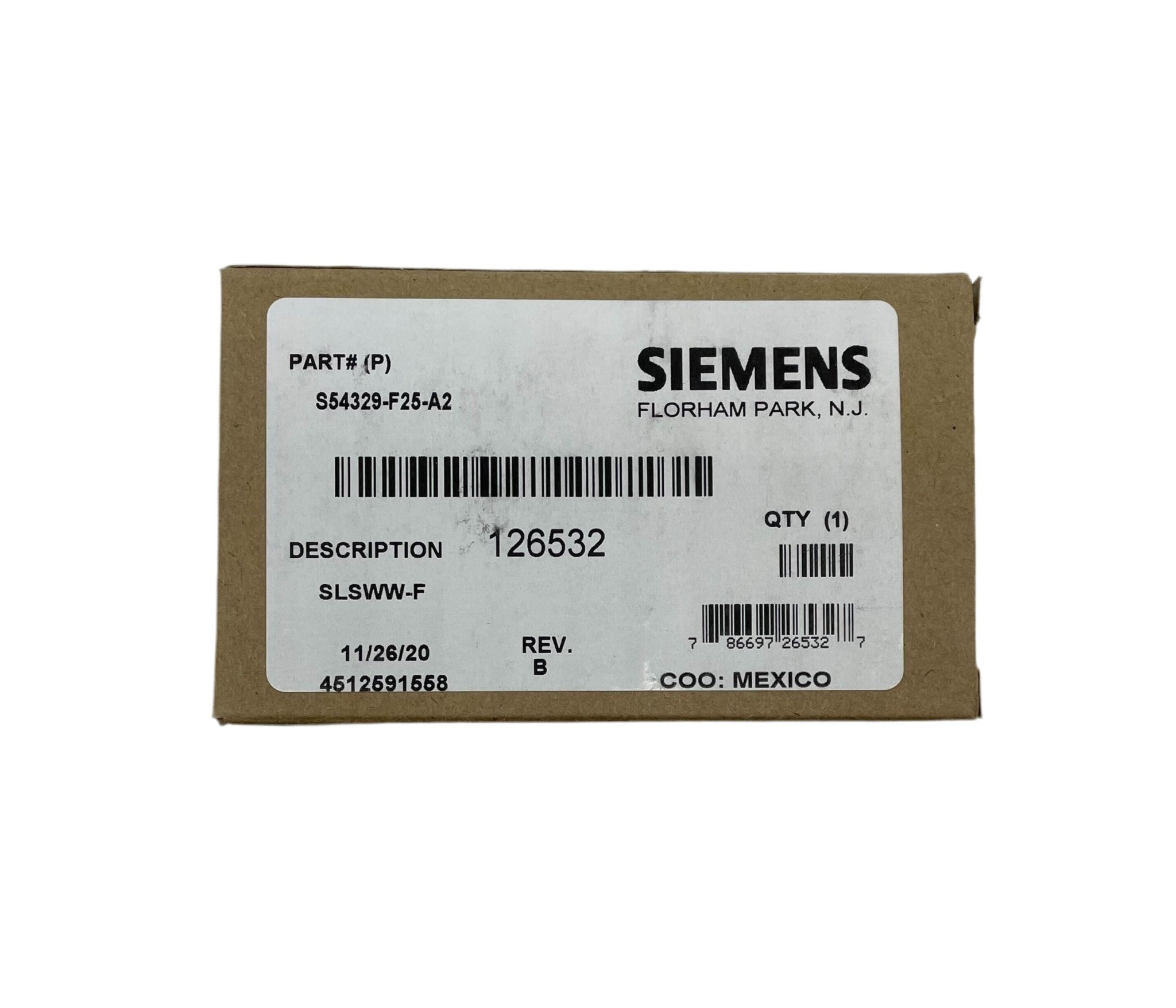 Siemens SLSWW-F strobe light with clear lens and mounting bracket, used for visual signaling and safety alerts.