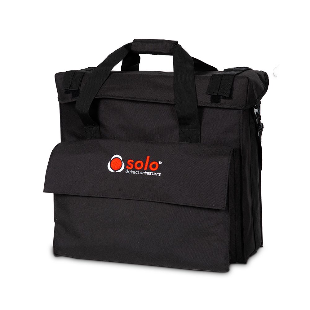 Solo SOLO610-001 fire alarm storage bag, protective carrying case for Solo fire alarms, black fabric with zipper closure.