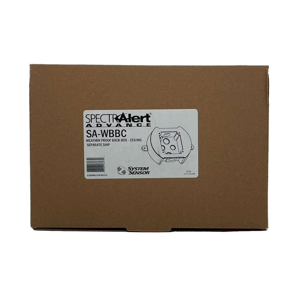 System Sensor SA-WBBC backbox for fire alarm systems, metal enclosure with mounting holes for easy installation.