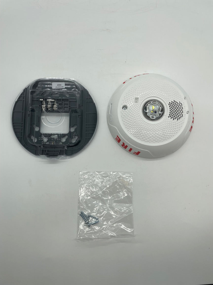 System Sensor CHSCWLED chime strobe in white, visible with sleek design, for fire alarm notification and safety alert.